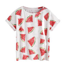 cute Fruit printing Poleras mujer Women Summer Short Sleeve Watermelon Printed T-shirt lovely Tops Poleras de mujer moda 2017 2024 - buy cheap