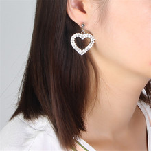 Crystal Heart Shape Drop Earrings Hook Gold Silver Metal Dangle Earring Classic Women Jewelry OL Fashion Ear Drop Gift Wholsale 2024 - buy cheap