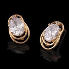 2017 High Quality Women Stud Earrings AAA+ Zircon18k Gold color MxGxFam 2024 - buy cheap