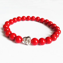 10pcs Hot Sale Fashion Laughing Buddha Bracelets With 8mm Red Stone Bead Bracelet For Women&men 2024 - buy cheap