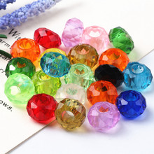 14MM Mixed Colorful Resin Faceted Big Hole Loose Beads 100pcs/lot Fit European Jewelry Bracelet Charms DIY 2024 - buy cheap