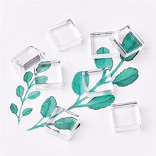 Cabochões em vidro transparente quadrado, 20 peças, 10/15/20/25/30mm para fazer joias, acessórios, artesanato diy f70 2024 - compre barato