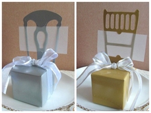 (100Pcs/Lot) Event and Party receiption gift box of Gold Chair wedding favor box with name card and Ribbon For candy box favors 2024 - buy cheap