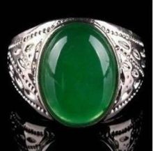 Free shipping >>>>>>Beautiful fashion Tibet Silver Green stone men's ring size 8, 9 ,10 ,11,12 2024 - buy cheap