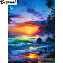 Pintura completa quadrada/redonda 5d faça você mesmo pintura de diamante "pôr do sol paisagem do mar" 3d bordado ponto de cruz decoração de casa presente a12ferramenta 2024 - compre barato