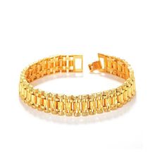 MxGxFam ( 19 cm x 12 mm ) Big Width Watch Bracelet Jewelry For Men Fashion Jewelry 24 k Pure Gold Color 2024 - buy cheap