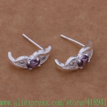 Pendientes chapados en plata, chapada en plata joyería de moda, piedra púrpura/empandwa bnrakeya AE443 2024 - compra barato