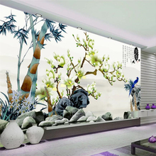wellyu papel de parede Custom Wallpaper 3d Photo Murals Chinese Feng Shui Mo Flower Bird White Magnolia Living Room wallpaper 2024 - buy cheap