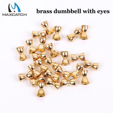 Maximumcatch New Design 25Pcs/lot Fly Fishing Beads Brass Dumbell With Eyes Beads Gold 4.0MM/4.8MM Fly Tying Material 2024 - buy cheap