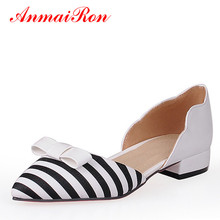 ANMAIRON-zapatos planos a rayas para mujer, calzado de ocio poco profundo, a la moda, con punta estrecha y pajarita, sin cordones, talla 43 2024 - compra barato