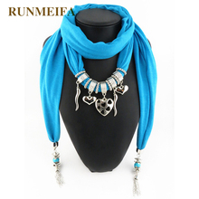 [RUNMEIFA] Hot Selling Fashion Design Retail Women/Lady's Jewelry Necklace Scarf Cotton Scarves Heart Pendant Scarves 2024 - buy cheap