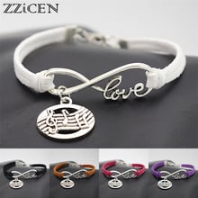 New Elegant Cute Antique Oval Shaped Pendant Infinity Love Music Score Symbol Musical Note Charm Gifts Leather Bracelets 2024 - buy cheap