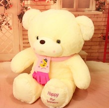 stuffed animal cute White teddy bear " happy  for lover" plush toy 75cm blue or pink scarf  bear doll about 29 inch toy b7758 2024 - buy cheap