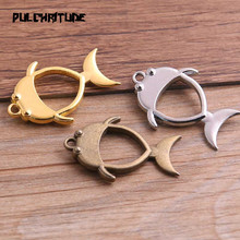 3pcs 25*37mm Three Color Alloy Jewelry Accessories Fish Charm Hollow Glue Blank Pendant Tray Bezel 11C78 2024 - buy cheap