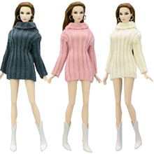 NK 3 Pcs/Set Doll Coat Pure Manual Clothes Knitted Handmade Sweater  Dress For Barbie Doll Accessories Girls' Gifts Doll Toys 2024 - buy cheap