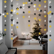 Guirnaldas doradas y plateadas con forma de estrella, decoración para fiesta de primer cumpleaños, boda, Niños y Navidad, 4m 2024 - compra barato