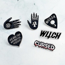 MINGQI Creative brooches CURSED WITCH Palm hand OUIJA Heart Metal Enamel Button sweater Pins Badge Gifts bag accessories jewelry 2024 - buy cheap