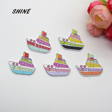 SHINE 12PCs Wooden Sewing Buttons Scrapbooking Ship shape 2 Holes 30X26mm Costura Botones Decorate W10021 2024 - buy cheap