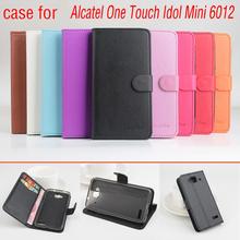 Litchi For Alcatel 6012 case cover, Good Quality Leather Case + hard Back cover For Alcatel One Touch Idol MIni 6012 Case Cover 2024 - buy cheap