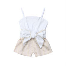 1-4Y Summer Infant Kid Baby Girl Romper Lace Sling Openwork Bow Rompers Top Sunsuit Clothes Sets 2024 - buy cheap