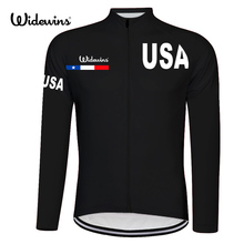 USA Spring summer thin pro team black white long sleeve cycling jersey bike shirt USA road cycling gear Reflective stripe 8004 2024 - buy cheap