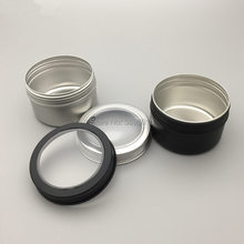 Frasco de creme cosmético 100g, janela de alumínio preto/prata, 100ml, tampa parafuso vazio visível para loção, recipiente f1059 2024 - compre barato