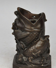 Xd 002068 estátua da escultura da sorte cavalheiro chinês casácio bronze peixe estátua escultura escova vaso de lápis 2024 - compre barato