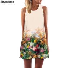 New Vintage Flower Floral Dress 2020 Sleeveless Summer Boho Beach Party Dress 3D Printed Women Loose Chiffon Casual Dress 2024 - buy cheap