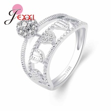 Novo design de anéis de banda feminina da moda, coroa, formato de coração, romântico 925, prata esterlina, joias femininas da moda 2024 - compre barato
