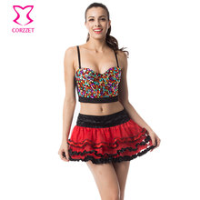 Sutiã para mulheres, plus size, bojo em arco-íris, pedra preciosa, roupa íntima, burlesco, clube, dancewear, punk rave 2024 - compre barato