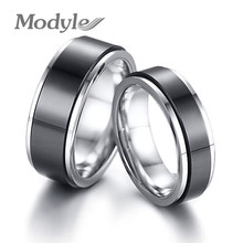 Modyle Black and Silver Color Stainless Steel Couple Jewelry Double Layered Wedding Rings for Women Men Anniversary Gift 2024 - buy cheap