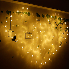 Guirnalda de luces LED de 2x1,5 M con forma de corazón para fiestas, guirnaldas navideñas de luces, 128LED, AC220V, cortina, aleros, guirnalda de luces de carámbanos 2024 - compra barato