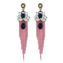 New Vintage Crystal Earrings Handmade White Pink Chain Long Tassel Earrings Women  Fashion Jewelry Wholesale 2024 - buy cheap
