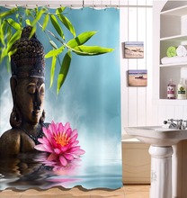 Shower Curtain Buddha & Lotus Reflection Design Bathroom Waterproof Mildewproof Polyester Fabric 72 Inch +12 Hooks Bath Screens 2024 - buy cheap