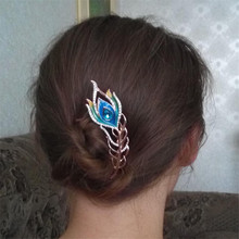 Top Quality Enamel Peacock Feather Hair Combs Girls Wedding Hair Jewelry Blue Crystal Gold Color Hair Clip Hair Ornaments Gifts 2024 - buy cheap