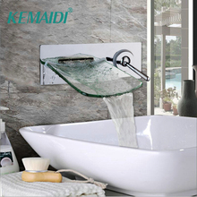 KEMAIDI Wall Mounted Waterfall Glass Spout Chrome Brass Bathroom Faucet Single Handle Hot And Cold Mixer Tap 2024 - buy cheap