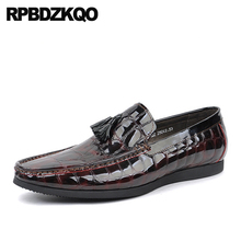 Italian Black Burgundy Men Patent Leather Dress Shoes Alligator Loafers Crocodile Snakeskin Tassel Snake Skin Party Italy Python 2024 - buy cheap