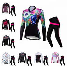 Autumn Women Cycling Set Cycling Jerseys Long Sleeve Top Bike Mountian Bicycle Cycling Clothing MTB Riding Skirt Pants Gel Pad 2024 - buy cheap