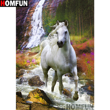 HOMFUN-pintura de diamante 5D DIY "Animal horse", bordado 3D con diamantes de imitación cuadrados o redondos, estilo punto de cruz 5D, decoración del hogar, A13749 2024 - compra barato
