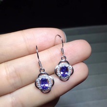 Natural tanzanite earrings wholesale, beautiful colors, natural gemstones, 925 silver classic style, 2024 - buy cheap