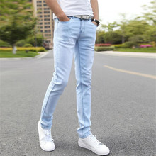 Buy Fashion Spring And Summer Men S Washed Denim Jeans Men S Clothing Long Casual Pants Male Light Blue Trousers 28 36 In The Online Store Retro Commoner Shops Store At A Price Of 17