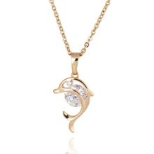 Fashion Charm Animal Gold Necklace Dolphin Pendant Costume Jewelry Metal Women Pendant Necklace Ball Stone Crystal Neck Jeweller 2024 - buy cheap