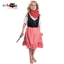 Eraspooky West Cowboy Cosplay Halloween Costume Kids Cowgirl Plaid Dress girls with Scarf Carnival Party Fancy Dress Children 2024 - buy cheap