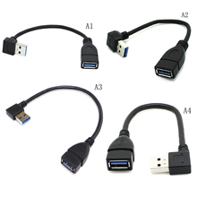 Удлинитель USB 3,0 правый/левый вверх/вниз угол 90 градусов удлинитель адаптер «Папа-мама» шнур синхронизации данных USB 3,0 2024 - купить недорого