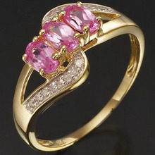 Tamanho 6-10 Mulheres Anéis SuoHuan Feminino Rosa Zirconia Pedra de Cristal Anéis de Noivado Do Partido Moda Jóias de Ouro Cheio Das Mulheres presente 2024 - compre barato