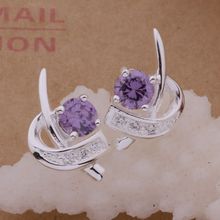 Silver plated  earrings , silver fashion jewelry earrings  sickle inlaid purple stone /bvsakmza diealzla AE553 2024 - buy cheap