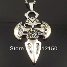10 pcs wholesale Skull Pendant Cross Pendant Necklace Jewelry Free Shipping with stainless steel chains 2024 - buy cheap