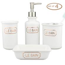 Ceramic Zakka Bath Accessory Set, Soap Dispenser Pump, Toothbrush Holder, Tooth Cup, Soap Dish Bathroom Accessories of Set Of 4 2024 - buy cheap