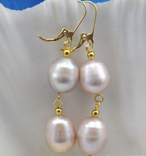 Pendientes de gancho con perlas colgantes para mujer, joyería de 10mm, color púrpura claro, perlas naturales reales de agua dulce 2024 - compra barato
