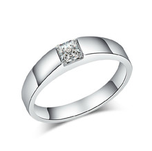 Sanita-anillo de oro blanco de 18K para mujer, sortija de boda con diamantes de princesa, 0,5 CT, certificado 2024 - compra barato